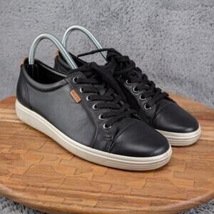 ECCO Shoes Womens 38 Soft 7 Collection Casual Low Sneakers Black Leather Lace Up